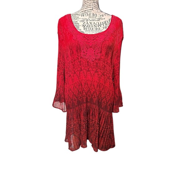 Catherines Womens Tunic 3x Plus Red/blk 3/4 Flare Sleeve Whimsigoth Vampire - Picture 1 of 9